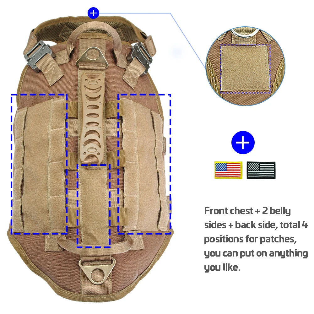 Tactical No-Pull Dog Harness Vest with MOLLE Pouches