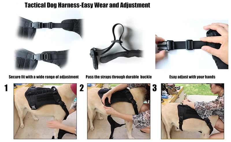 Tactical Dog Harness & Leash Set with Collar