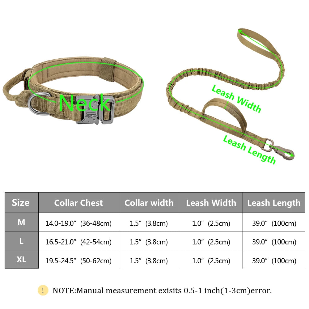 Tactical Dog Collar & Bungee Leash Set