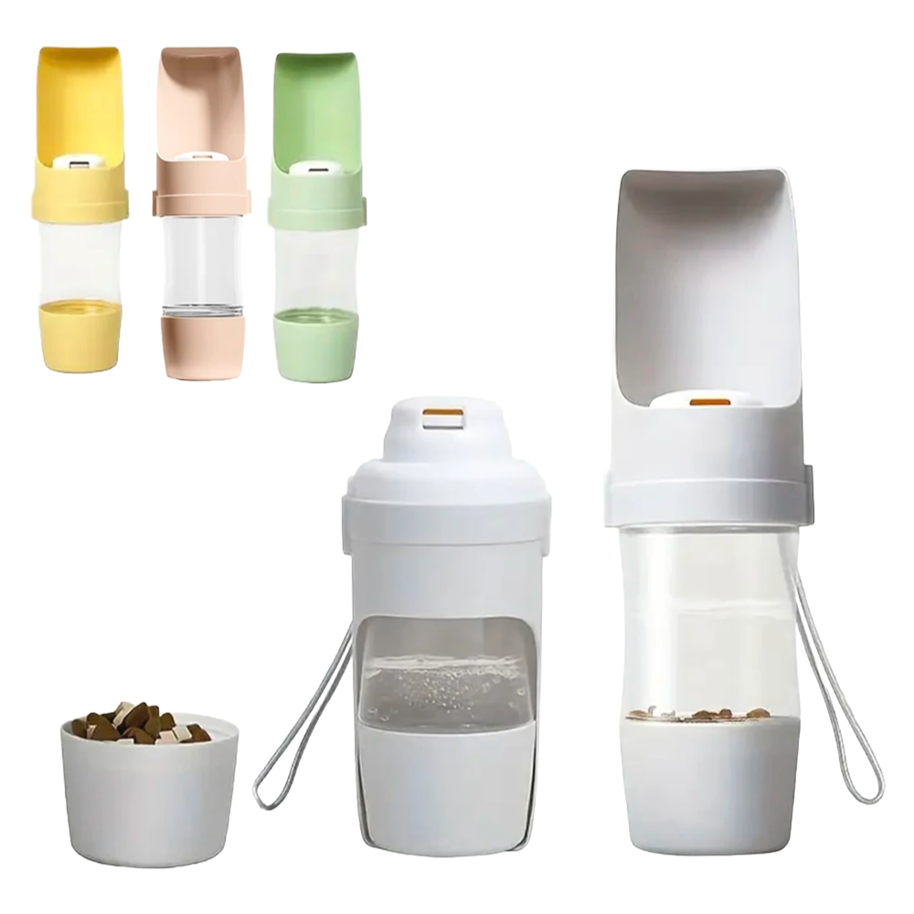 2-in-1 Pet Water Bottle & Food Container