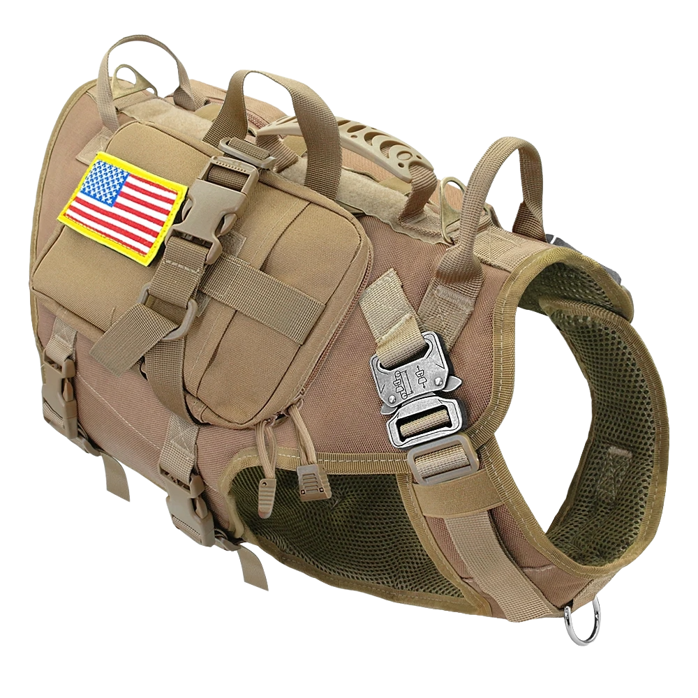 Tactical No-Pull Dog Harness Vest with MOLLE Pouches
