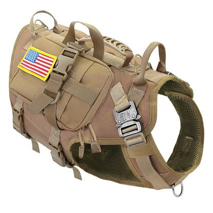 Tactical No-Pull Dog Harness Vest with MOLLE Pouches