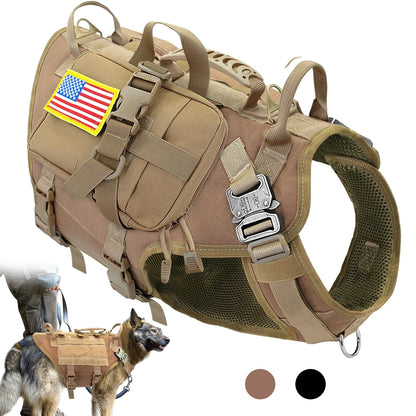 Tactical No-Pull Dog Harness Vest with MOLLE Pouches
