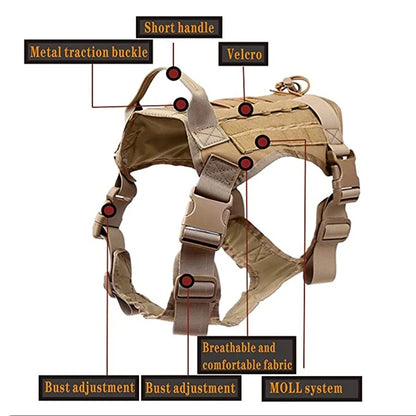 Tactical Dog Harness & Leash Set with Collar