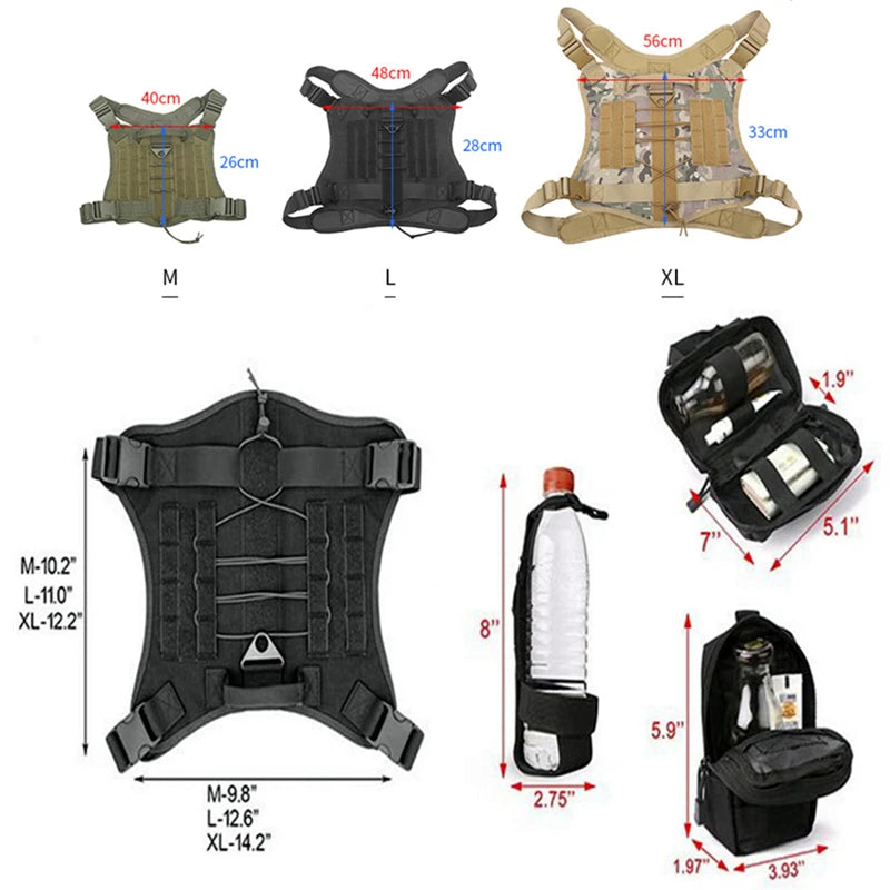 Tactical Dog Harness & Leash Set with Collar