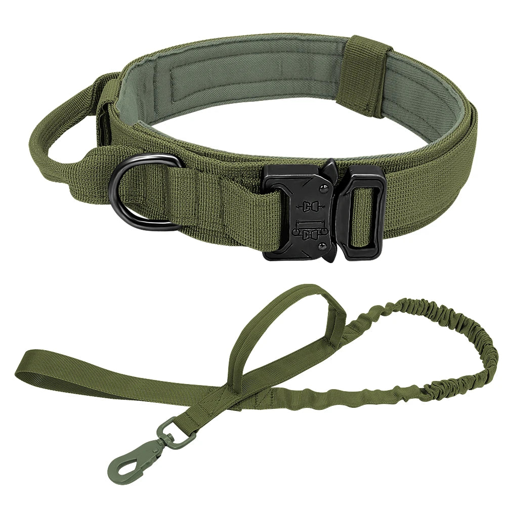 Tactical Dog Collar & Bungee Leash Set