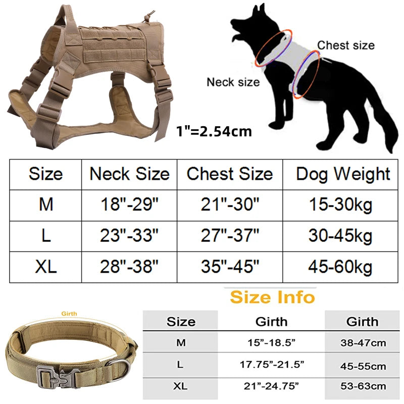 Tactical Dog Harness & Leash Set with Collar