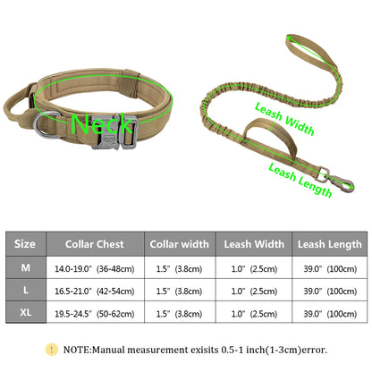 Tactical Dog Collar & Bungee Leash Set
