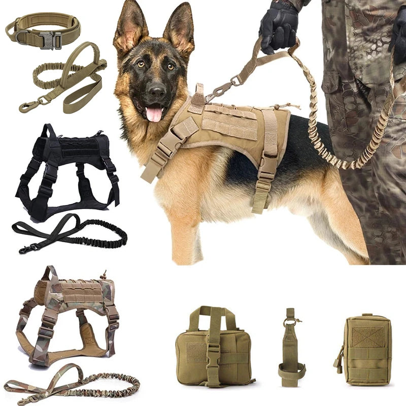 Tactical Dog Harness & Leash Set with Collar