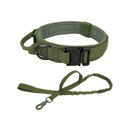 Tactical Dog Collar & Bungee Leash Set